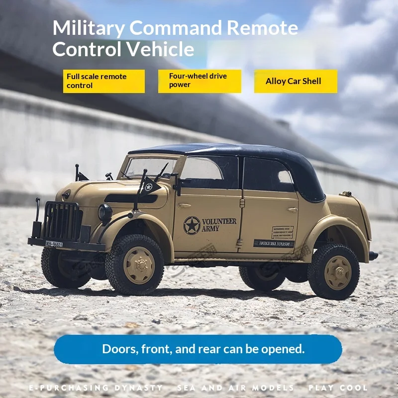 1:18 RC Professional 4WD Military Command Vehicle Full Scale Remote Control Metal Alloy Model With Lights High Speed For Adults