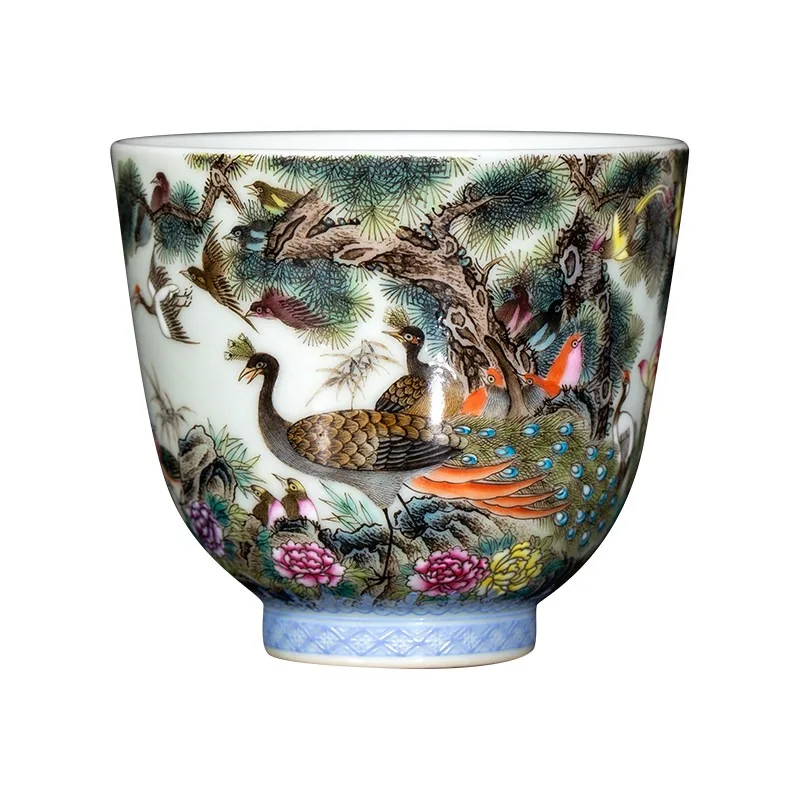 High-end teacup, Jingdezhen pure hand-painted enamel ceramics, Kung Fu tea set single cup