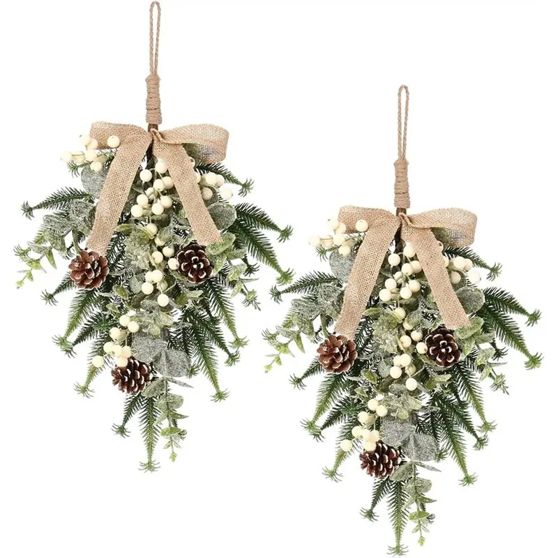 

AS94-Xmas For Home Decorations 2PCS 19Inch Artificial Berry Front Door/Fireplace Christmas Flowers Wall Party Holiday Decor
