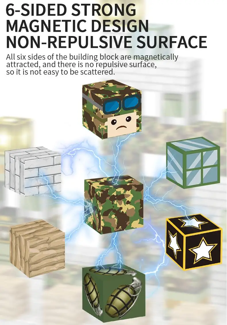 Magnetyczne klocki konstrukcyjne ze światłami, wojskowe, edukacyjne STEM, Montessori, sensoryczne kostki do układania, zabawki dla dzieci od 3 lat, prezenty dla chłopców i dziewczynek.