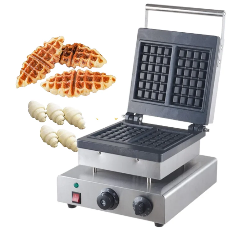Máquina comercial de gofres y croissant para comida callejera, máquina eléctrica para hacer crofres