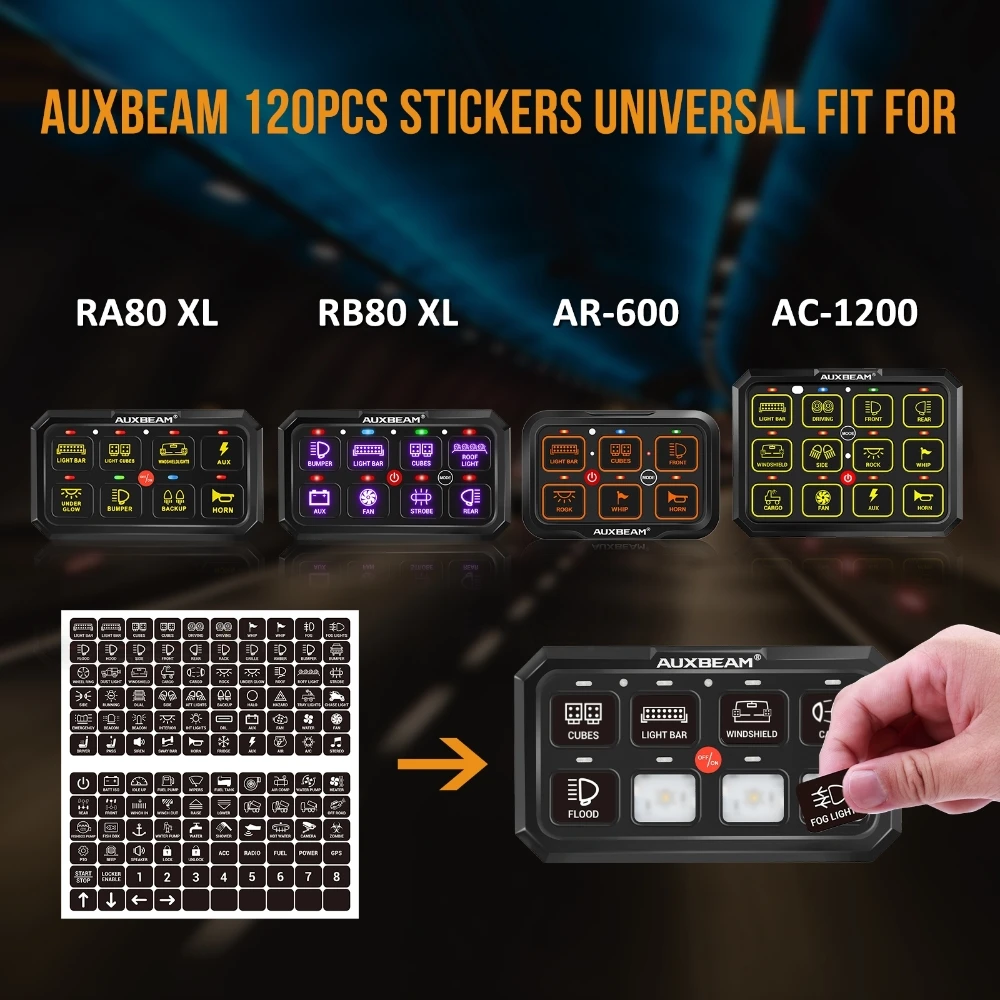 160 Pieces Switch Panel Label Stickers for RA80XL RB80XL AR600 AC1200 AUXBEAM Switch Panels Accessories Parts