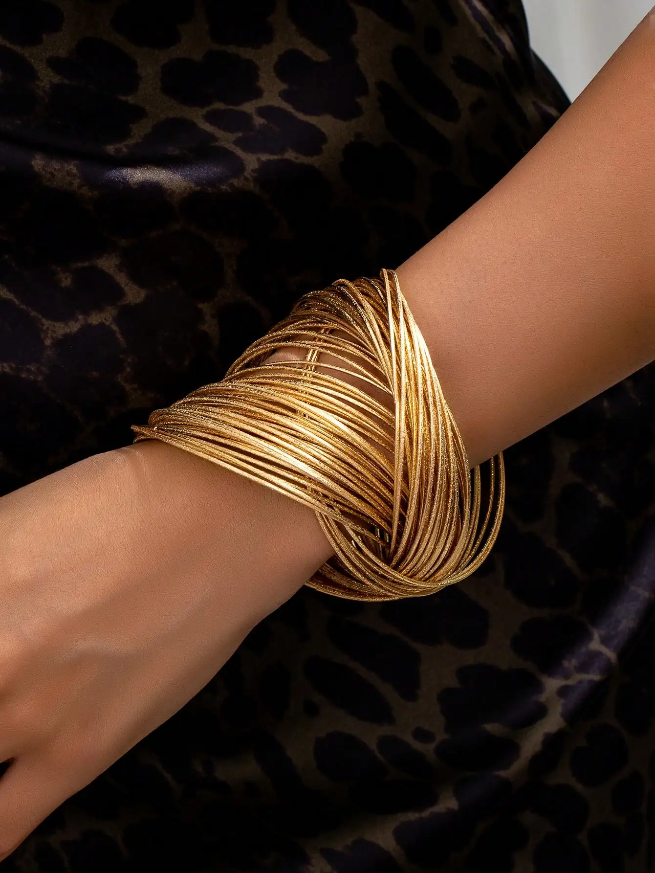 

Creative Women's Matte Gold Color Twisted Bangle Bracelet for Stylish Party Look, Great Festival Jewelry Accessories