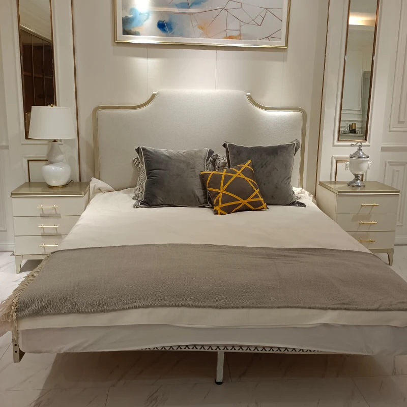 For Bed Room Furniture King Size Bed American Style Bedroom Furniture Solid Wood Fabric Modern