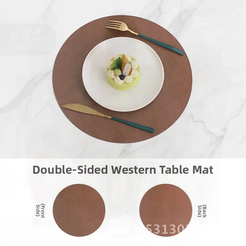 

Double-Sided Leather Table Mat Waterproof Oil-Proof Heat Insulation Coaster for Tea Cup Meal Bowl Western Restaurant