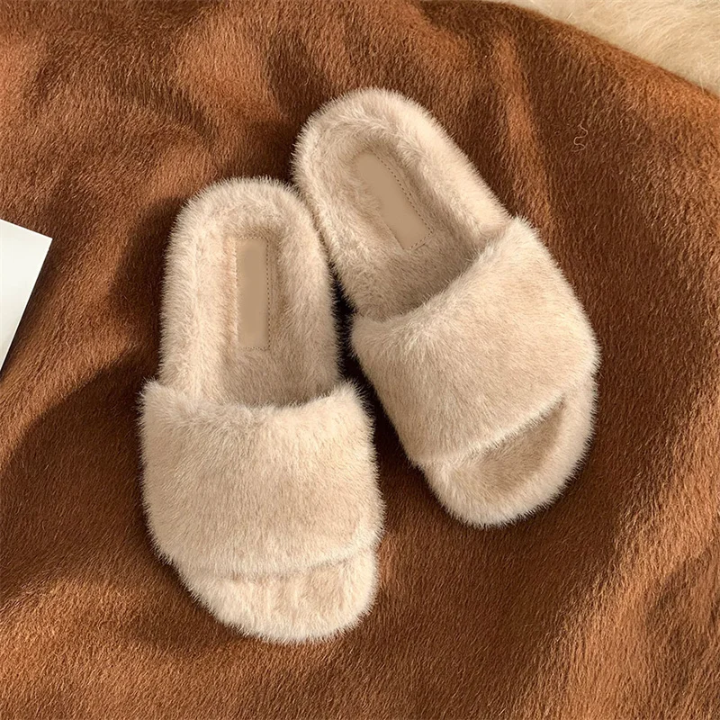 Woman Shoes Slippers Faux Fur Slides Woman Outdoor Slippers With Arch Support Mules Slipper Women Clops for Women Fuzzy Slippers