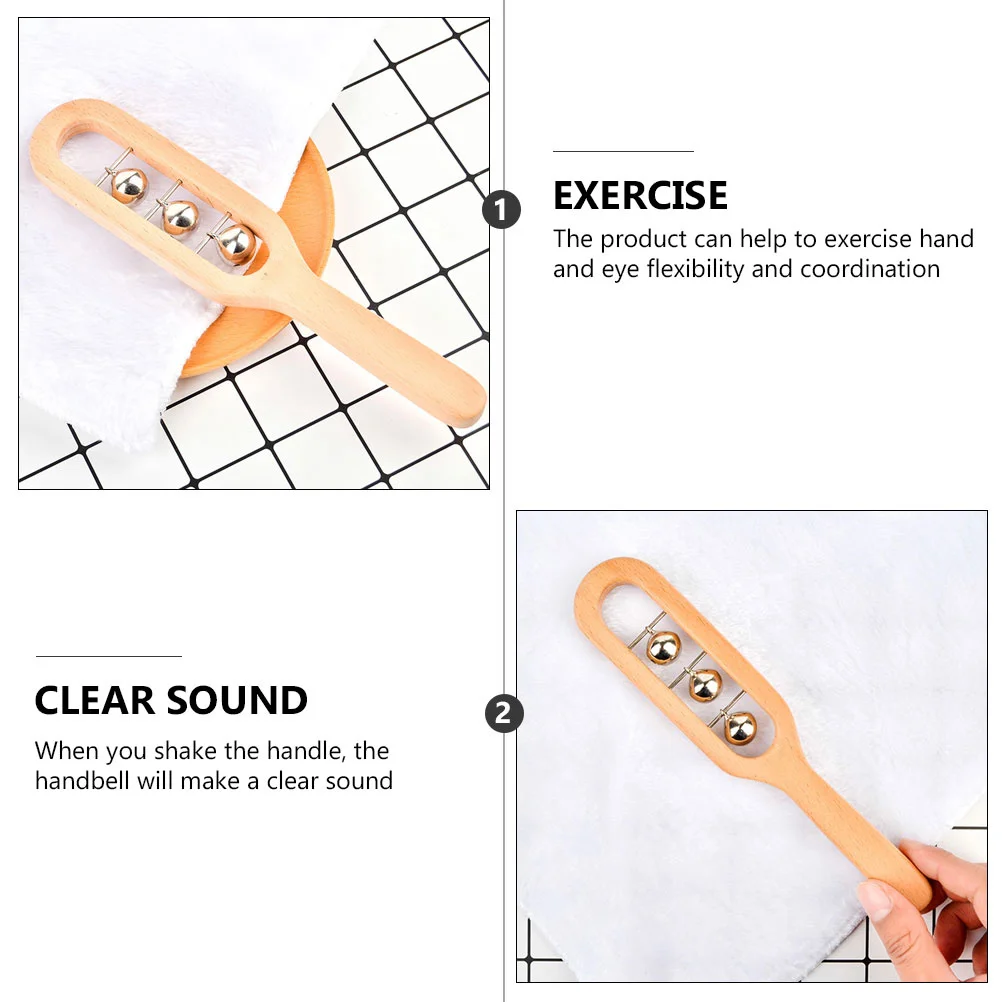 Handheld houten rammelaarbel voor baby's Helder geluid Schudden Spelen Vroeg leren Muziekinstrument Oefening Handoogcoördinatie