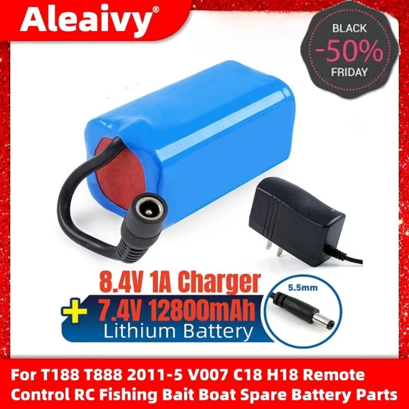 

7.4V 19800mAh Battery for T188 T888 2011-5 V007 C18 H18 Remote Control RC Fishing Bait Boat Spare Battery Parts with USB Charger