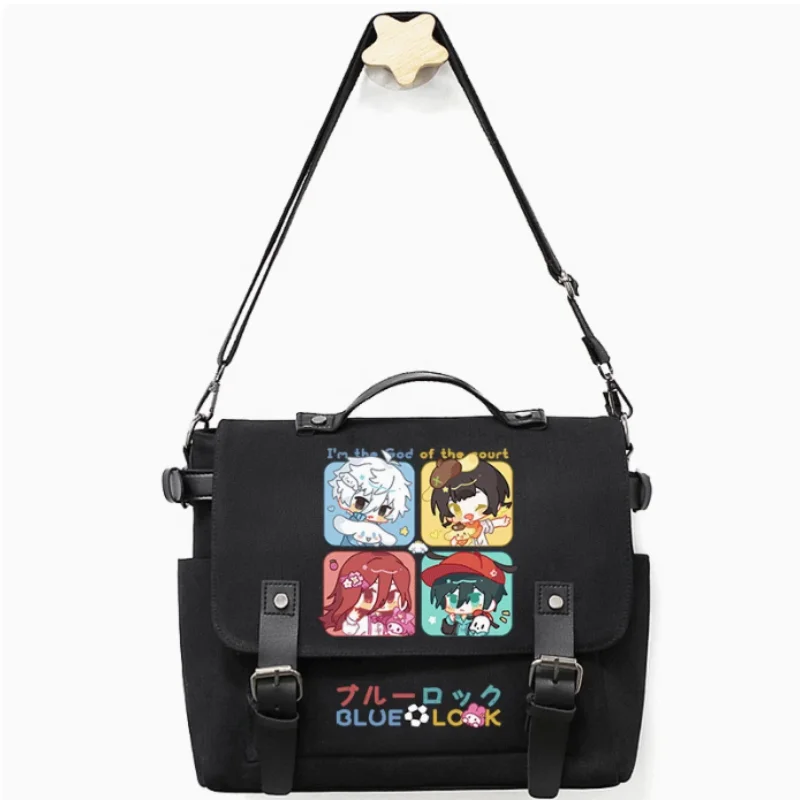 Bolso escolar Chigiri Hyoma con cerradura azul de Anime, decoración de cinturón, moda de ocio, adolescentes, bolso de mensajero para estudiantes