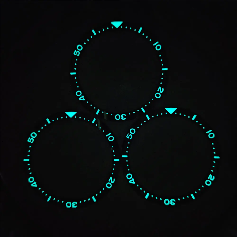 Flat Ceramic Bezel Insert 38mm*31.5mm Modify for Watch SKX007 SKX009 Replacement Watch Parts Luminous Ring Stickers ALL