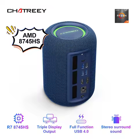 Chatreey Mini PC R7 8745HS Gaming Desktop Computer with WiFi 6/Bluetooth 5.2/HDMI/USB 4