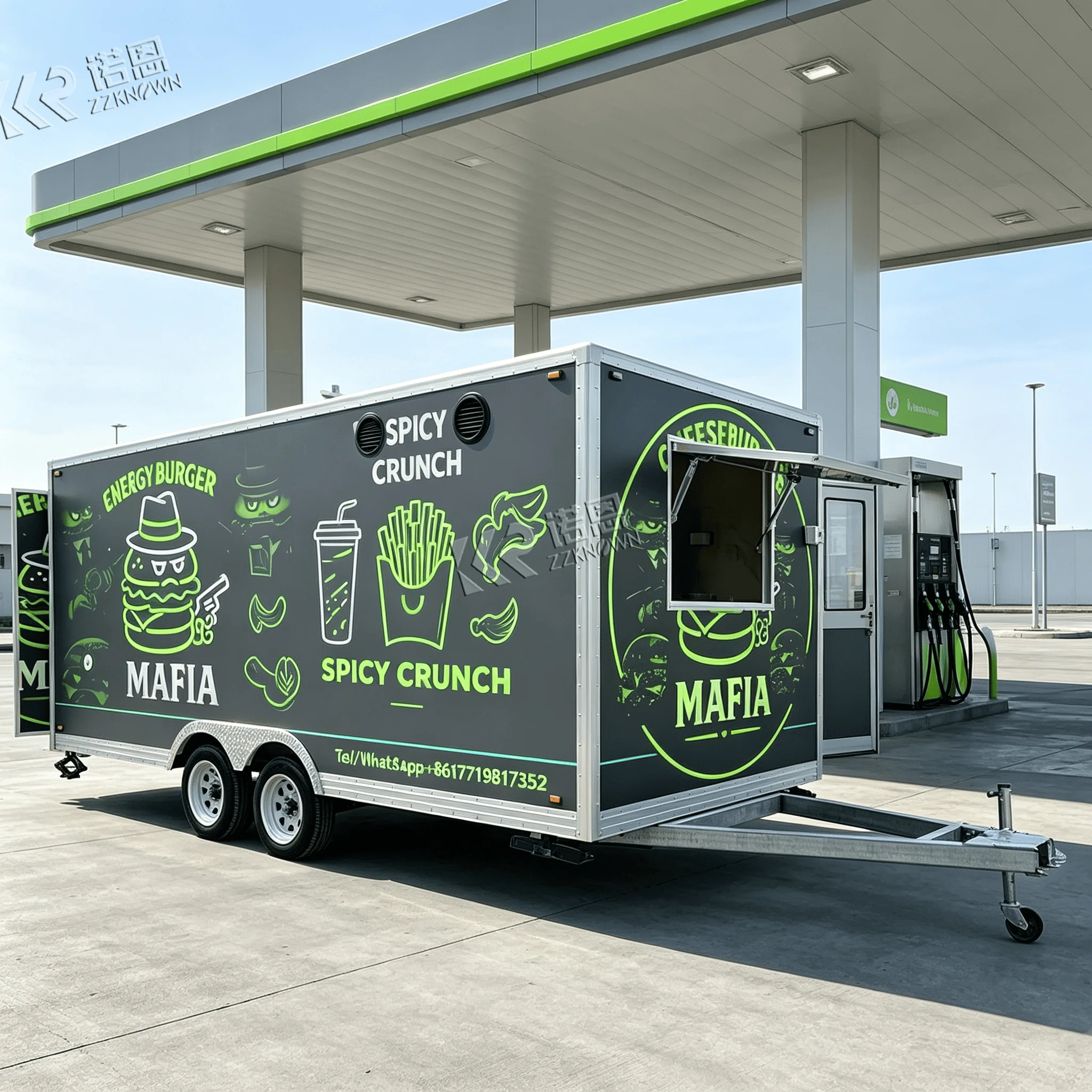 Commercial Mobile Coffee & Food Truck Stainless Steel Waterproof Deep Fryer Concession Trailer Hot Dog Carts for Hot Dog Vending