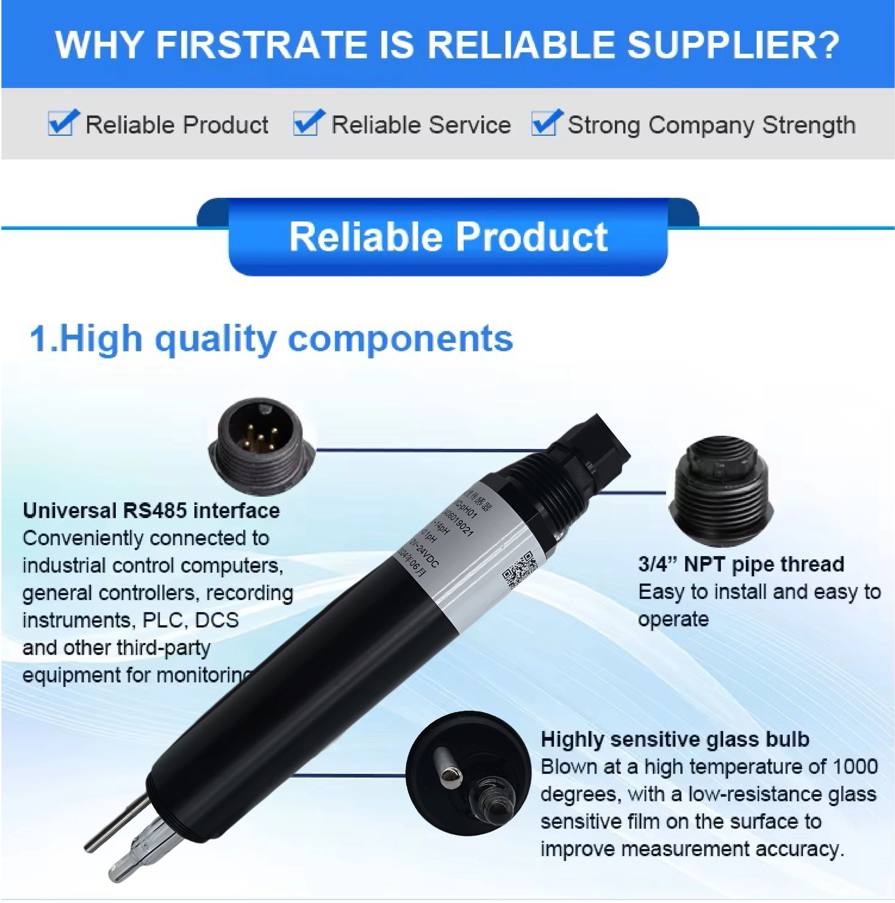 BOY-SZ05-PH Cheap Water Quality Meter Monitor Aquarium Digital Ph Controller RS485 pH Controller Sensor for Aquaponics System