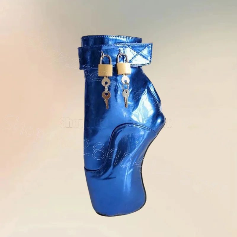 

Lock Decor Blue Strange Style Heels Ballet Boots Side Zipper Women Shoes Fashion Party Banquet Dance 2024 Zapatos Para Mujere