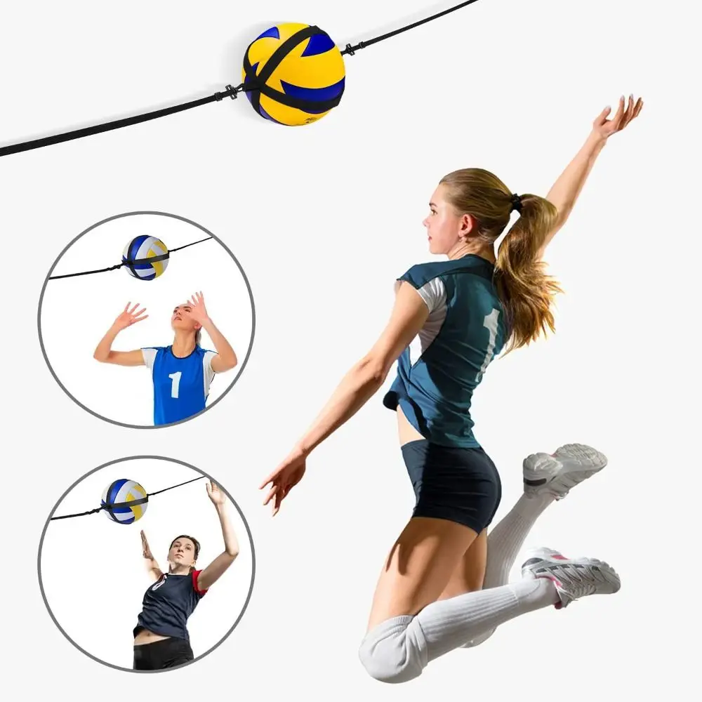 Adjustable Volleyball Spiking Training Aid Wear-resistant Practical Volleyball Training Equipment Black Elasticated