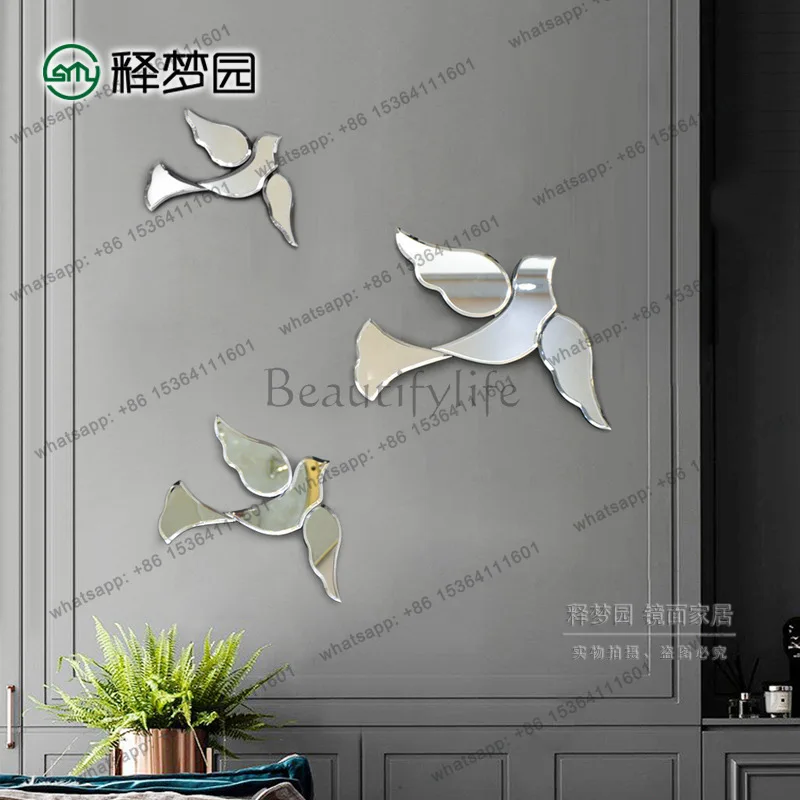 Personalized and creative bird peace dove mirror home jewelry decoration background wall entrance decoration mirror 0847