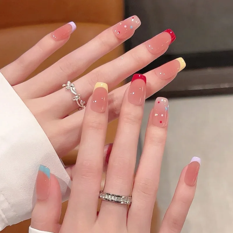 

10 шт. наклеек для ногтей ручной работы во французском стиле в нежных повседневных цветах, с дизайном для наклеивания, идеально подходят в качестве подарка для девушек и подруг