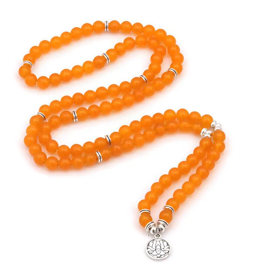 Pulseira de Topázio 8mm: Joia Espiritual para Oração, Zazen, Mala Tibetana Feminina, Contas Japa Boêmias, Pedra Natural de Buda