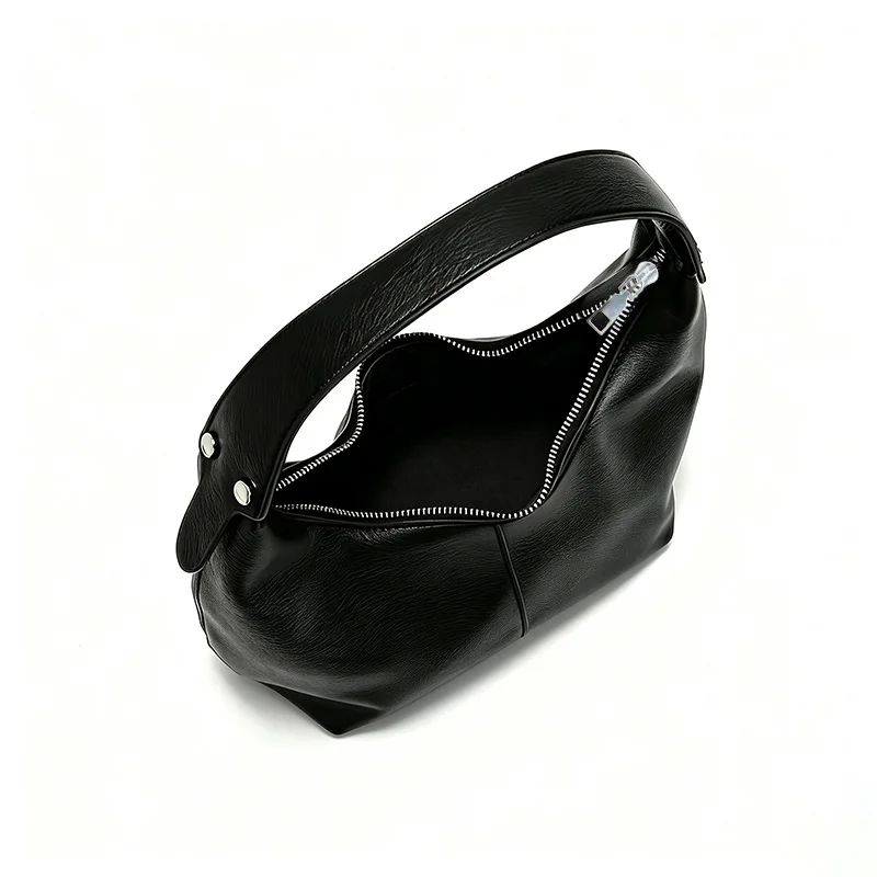 Damen Einfache Einfarbige PU-Leder Hobo-Tasche Minimalistische Unterarm-Schultertasche Lässige Große Kapazität Alltags-Handtasche – Detail 3