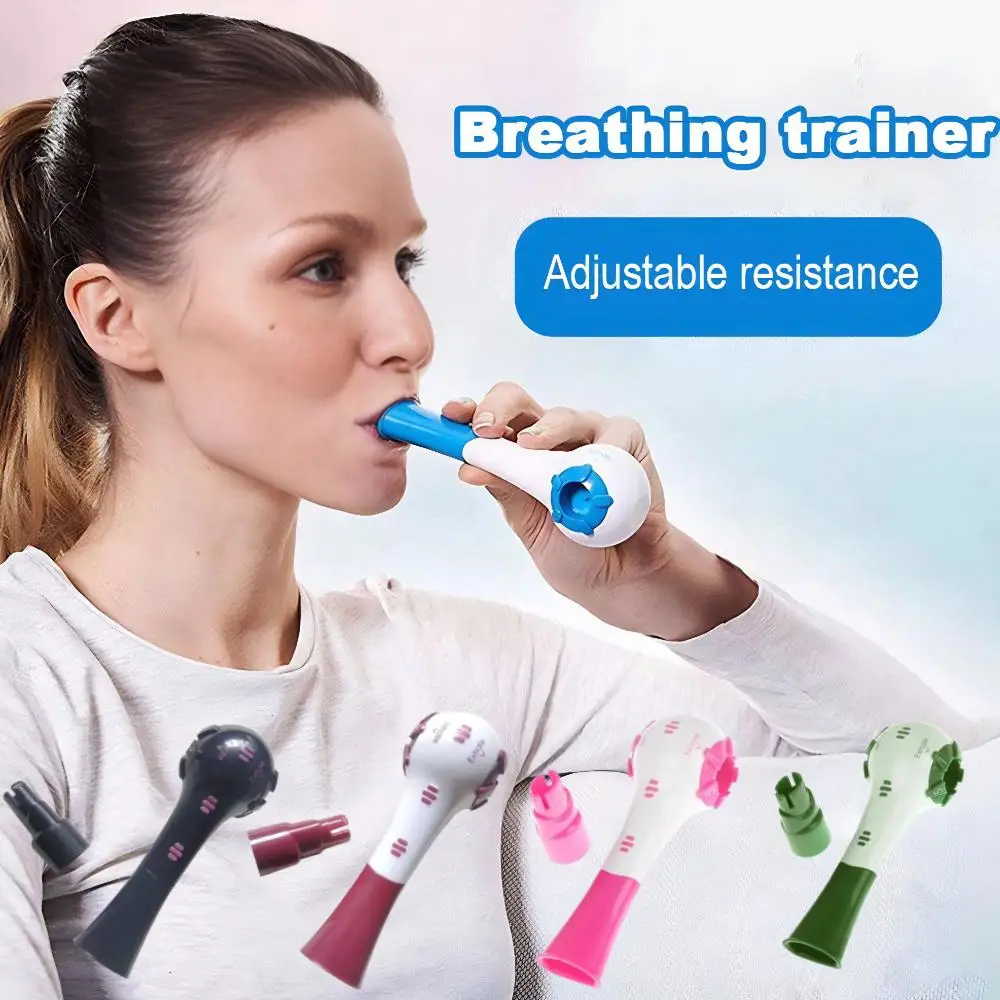 Atemtrainer, einstellbarer Widerstand, tragbares Lungenerweiterungs-Trainingsgerät, erhöht die Lungenkapazität, laufendes Bauchtrainer