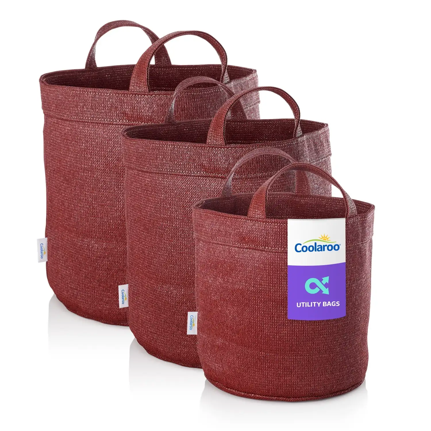 3-Pack Small, Medium & Large Utility and Storage Bins with Reinforced Handles, Steel Grey