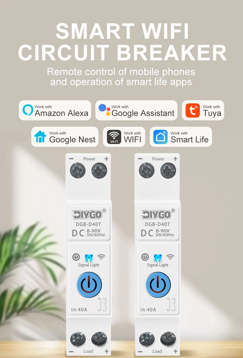DIY GO DC 1P+N 40A Steuerschalter von TUYA APP WIFI Smart Leistungsschalter MCB DIN-Schiene für Smart Home drahtlose Fernbedienung ﻿ – Detail 1