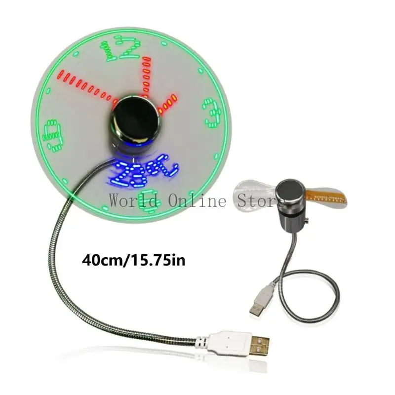 Klokventilat Time temperatuurweergave metaal mini ventilator USB Power LED -klokventilator Flexibele nek LED -klok voor laptop