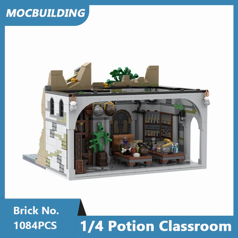 MOC Building Blocks 1/4 Potion Classroom Rockwork Model DIY Assembled Bricks Architecture Series Display Toys Gifts 1084PCS