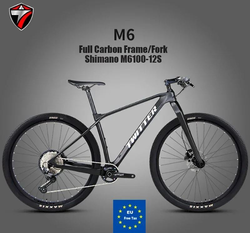 Carbon Mountain Bikes M6 27.5 29er DEORE M6100-12S XC AM MTB Bike MT200 Hydraulic Disc Brake Full Carbon Frame Fork