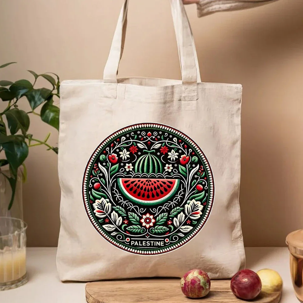 Love and Fair Not A Watermelon Print Tote Bags Shopping Bag Large Capacity CanvasWomen Elegant Bags College Ladies Shoulder Bag