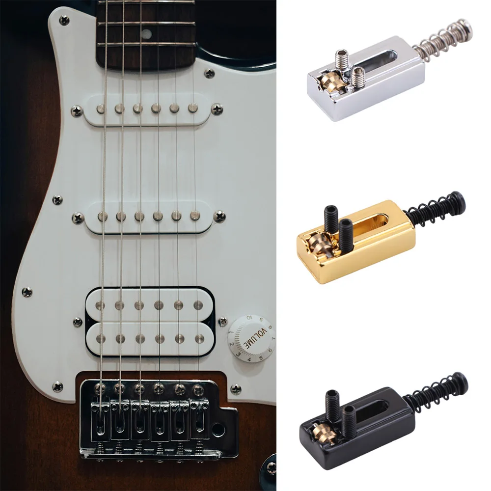 Replacement Electric Guitar Bridge Black Gold Adjustable Guitar Bridge Roller Saddles Zinc Alloy Flat Strings