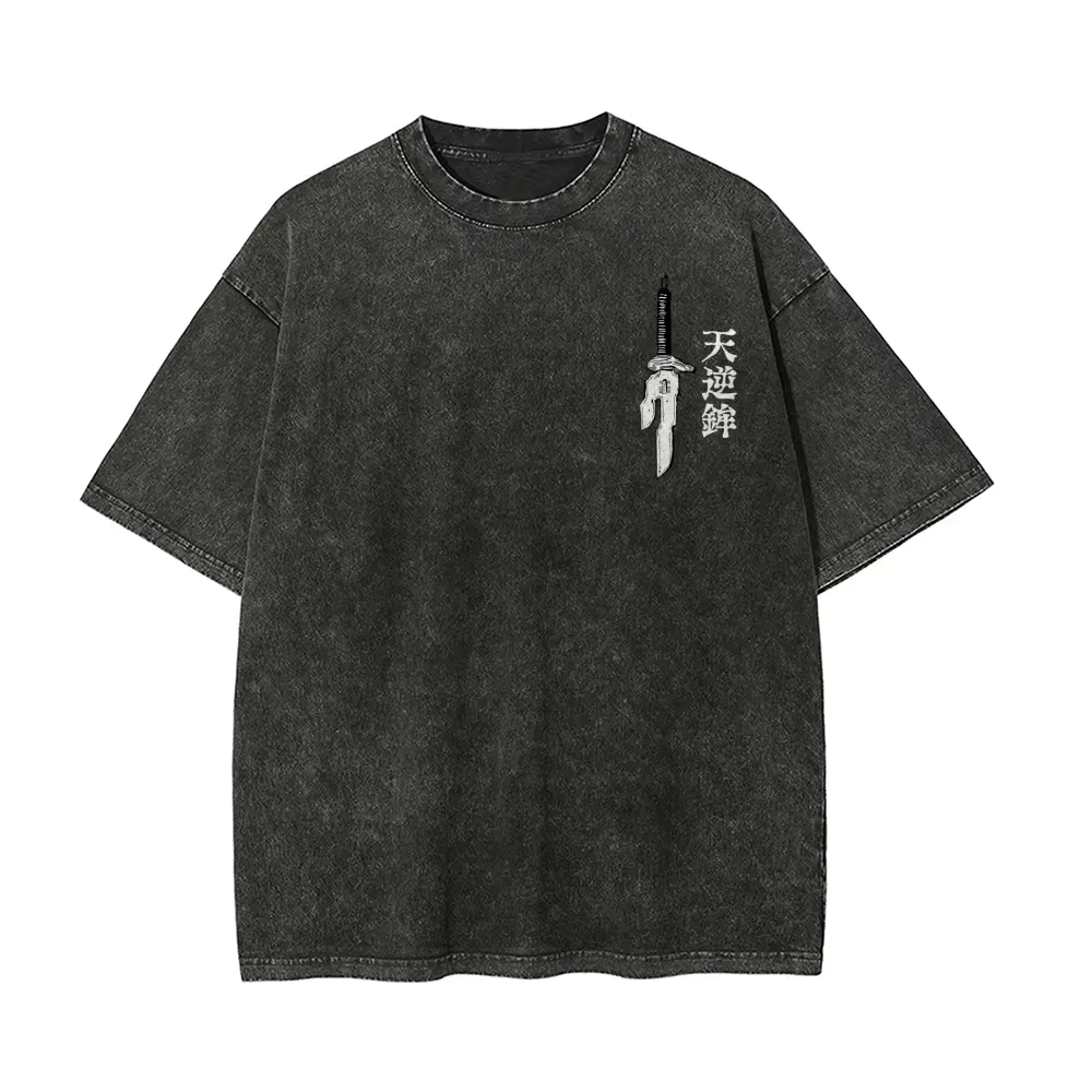 Toji Fushiguro T Shirt Jujutsu Kaisen Men Acid Wash Inverted Spear of Heaven Anime Sorcerer Killer Vintage Bootleg Tee Shirts