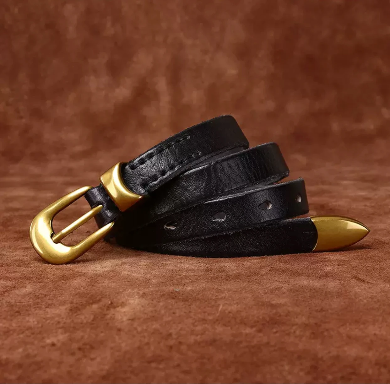 

Luxurious 1.8 cm genuine leather women's belt, Korean style, fashionable, multi-functional, high-end, retro, pure cow leather