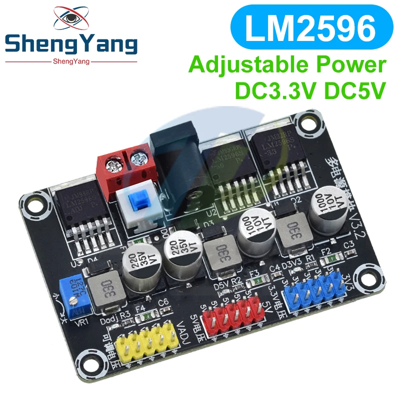 DC7-25V to DC3.3V/5V Multifunction LM2596 Adjustable Step-down Module Regulated Power Supply Module