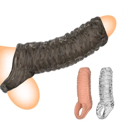 Juguetes sexuales para agrandar el pene para hombres, anillo extensor de pene, manga retardante de eyaculación, erección más fuerte, producto erótico para pareja