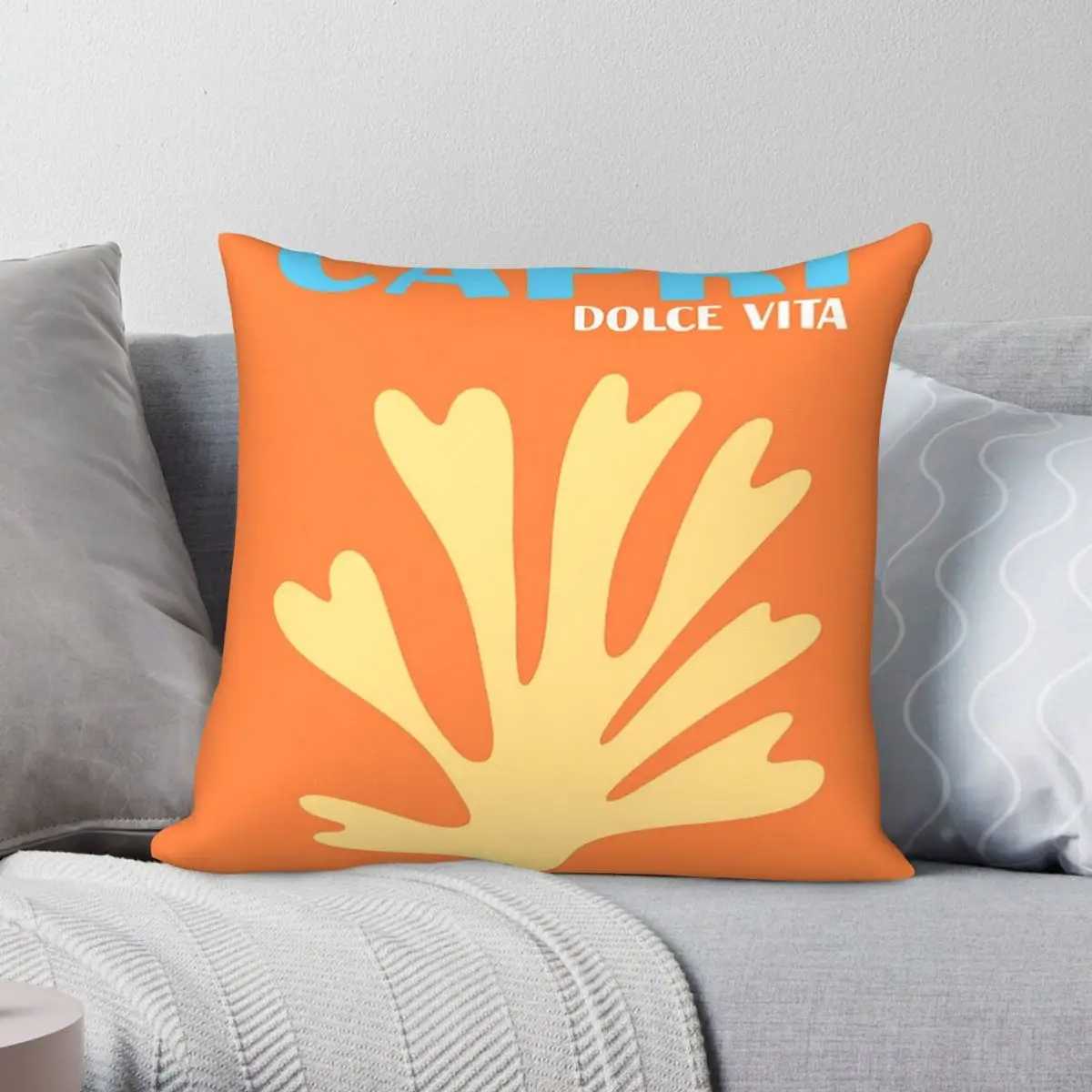Capri Dolce Vita Italy Square Pillowcase Polyester Linen Velvet Printed Zip Decor Car Cushion Cover