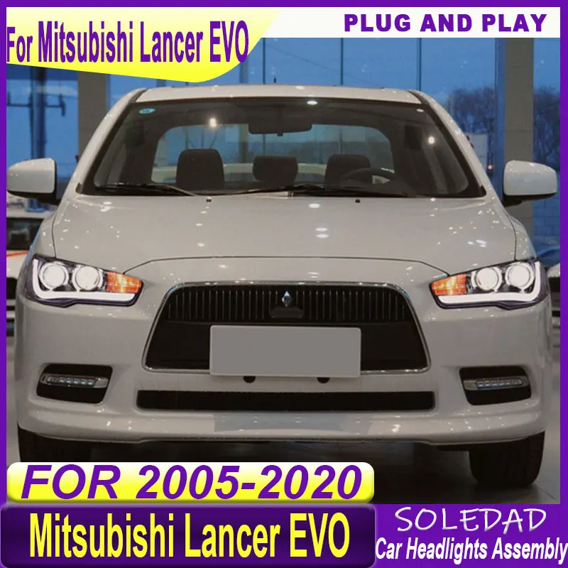 Car Head Lamps Assembly  For Mitsubishi Lancer EVO X 2009-2016 Upgrade Modified LED Headlights Dynamic Turn Signal Lamp