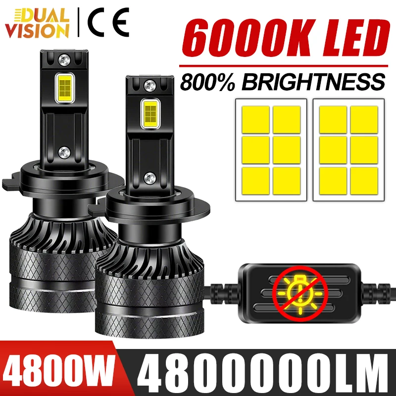 

Dualvision H4 Светодиодные автомобильные лампы Canbus H7 H1 H8 H9 H11 9005 9006 HB3 HB4 9012 Светодиодные фары 12 шт. CSP 6000K Автоматические противотуманные фары 12 В