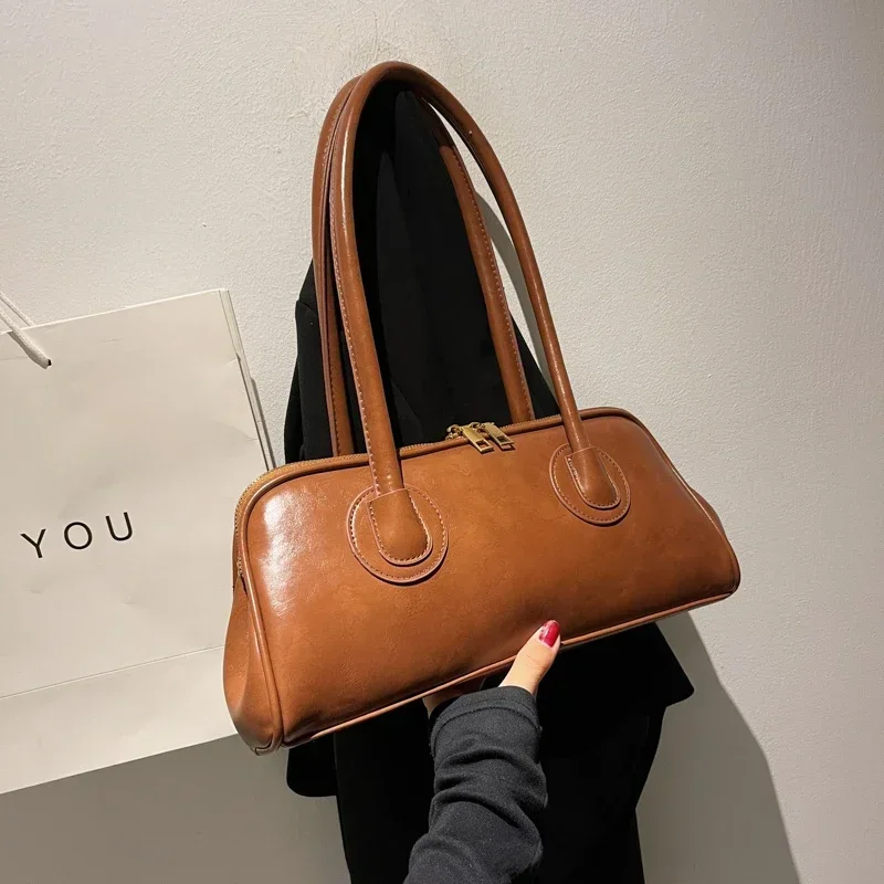 

PU Solid Fashion Youth Ladies Shoulder Bag Casual Versatile Zipper Handbags for Women 2025 High Quality Commuting Simplicity