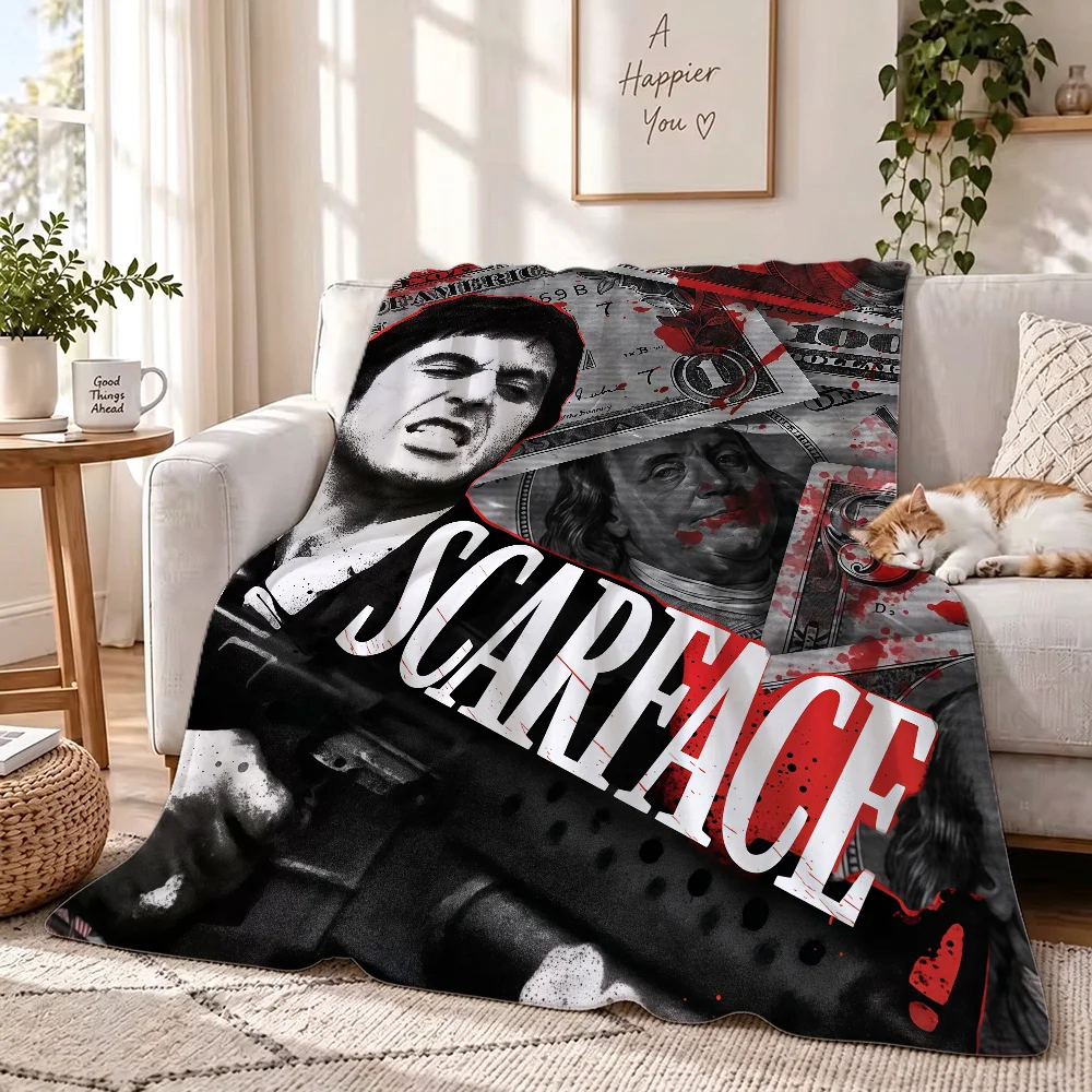 Movie S-Scarface Blanket Perfect For Sofas Beds Offices Travel Camping Chairs Warm Thick Plush Blanket All Season Use