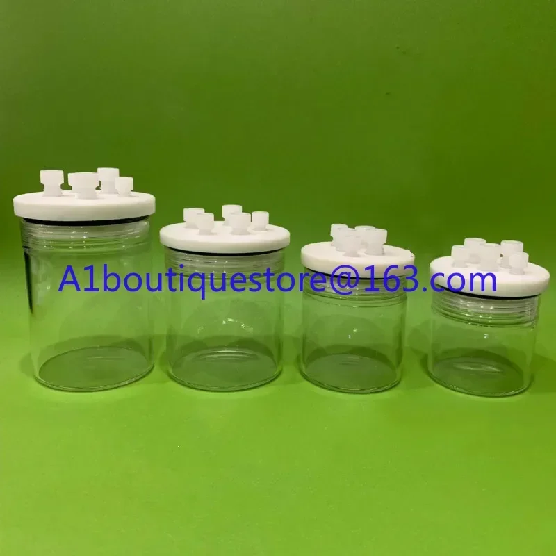 Electrolytic cell. C001 sealed cell. Straight five port sealed electrolyzer. Three electrode electrochemical cell.