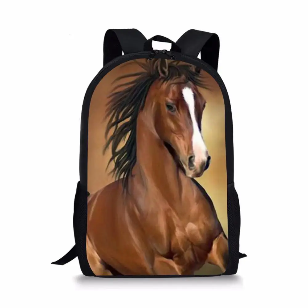 

Student Book Bag Boys Girls Back Pack Back to School Bags Gift Cute Horse Print Kids Backpack Bookbag Travel Men Teens Rucksack