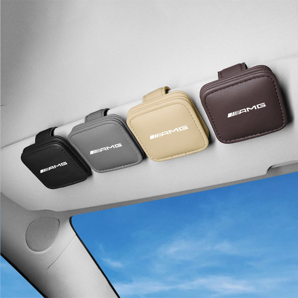 Car Auto Sun Visor Eyeglass Clip Leather Glasses Holder Magnetic Multi-Function Automobile Accessories Storage for Mercedes Benz