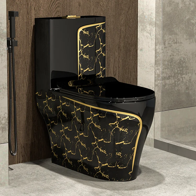 New design bathroom sanitary ware water closet modern ceramic gold toilet one piece black toilet bowl