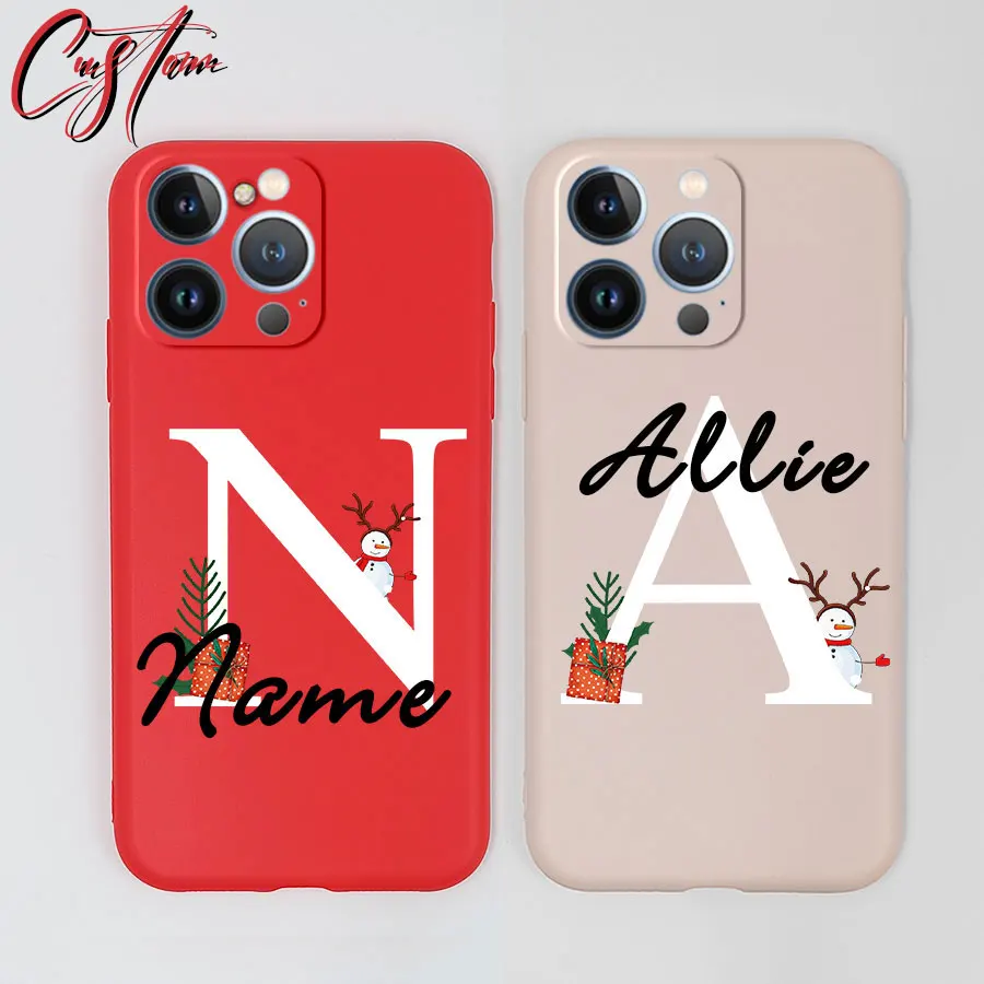 Christmas Personalized Case For iPhone 17 16 15 13 14 12 11 Pro Max Plus Air 12 13 Mini 7 8 SE 16Pro Cover TPU Name Personalized