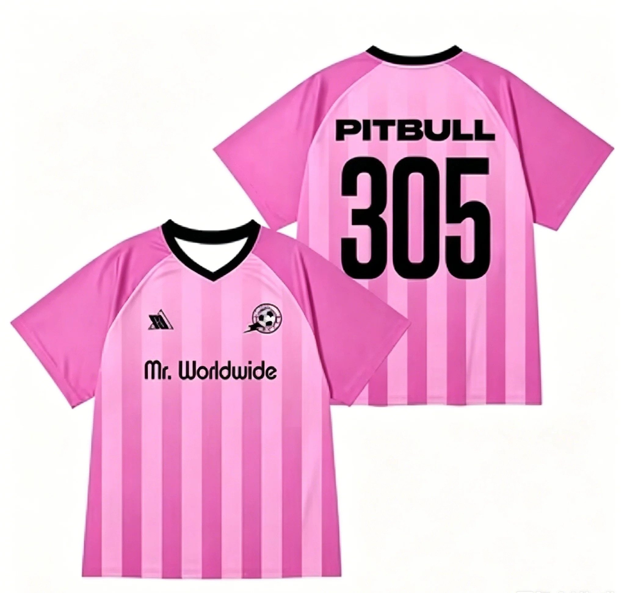 2026 Pink Pitbull 305 Mr Worldwide Soccer Jersey Men Women Casual Football Shirt Hip Hop Streetwear