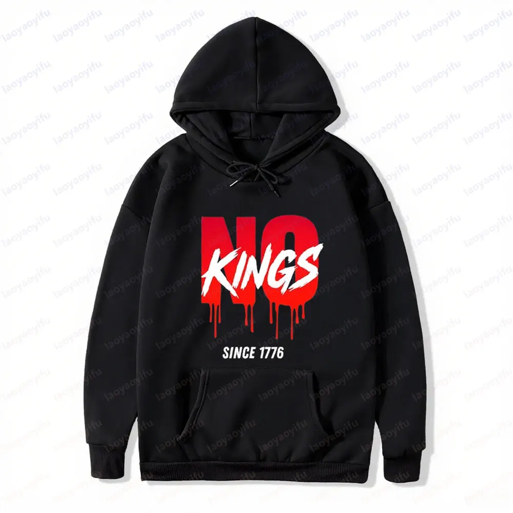 لا ملوك منذ 1776 هوديي خمر الثورة الأمريكية الملابس التصميم الإبداعي الرجال النساء الحياة اليومية بلوزات شعار الملابس #2