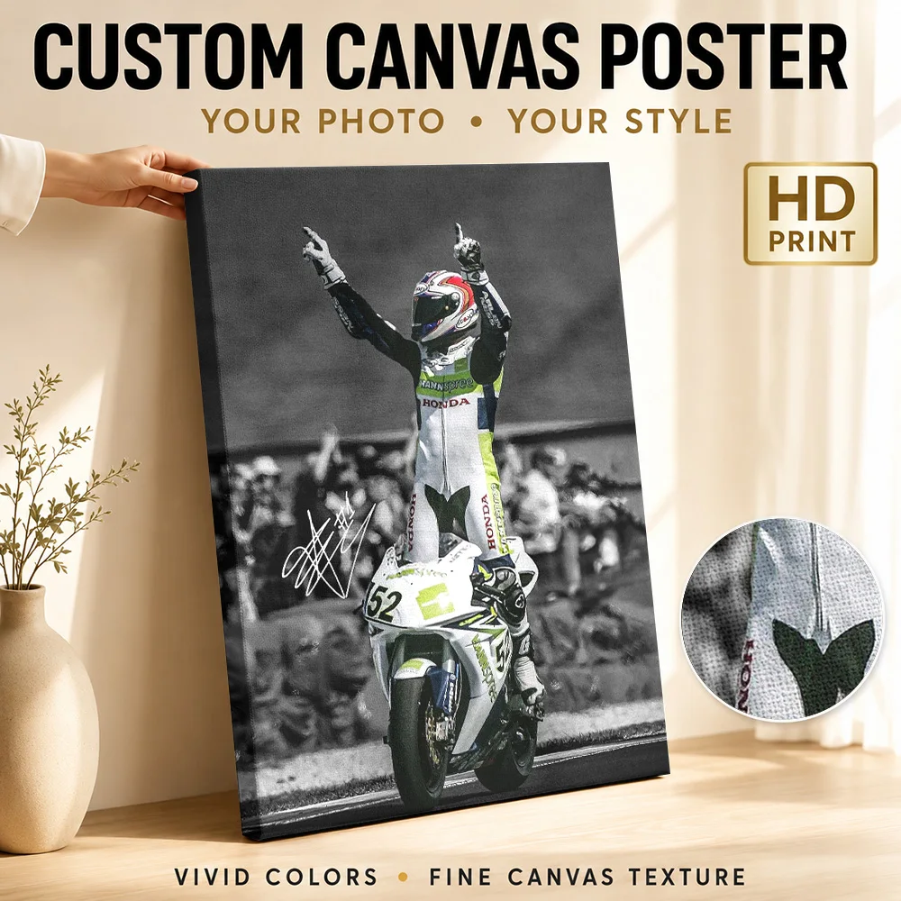 James Toseland Motorcycle Racer Victory Canvas Print Poster Bold Style Wall Art With Personalized Photo For Study Ideal Fan Gift