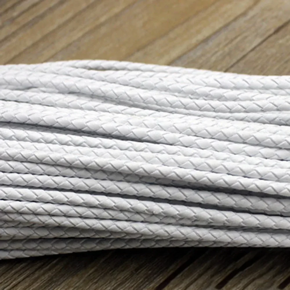 3mm Round Genuine Braided Leather Cord String Rope For Women Men Bracelet Jewelry Craft Making DIY Findings Accessories Necklace