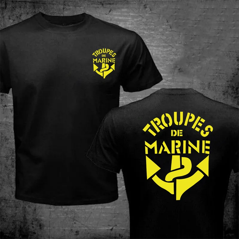 France Marine Troops French Colonial Troops T Shirt Men Marines Military Tactical Casual Mens T-Shirt Black Army Green Tee Shirt